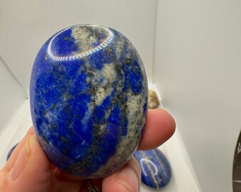Lapis Lazuli Palm Stone with Pyrite|Hand Crafted Crystal for Intuition and Communication