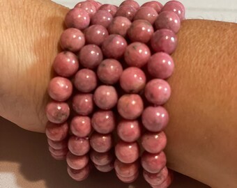 Rhodonite Crystal Beaded Bracelet - 8mm beads