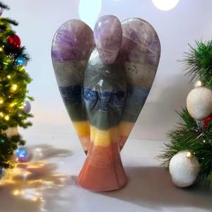 Angelic Chakra Angel Figurine | Crystal Guardian Angel for Energy Balance and Healing