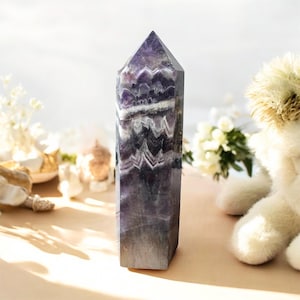 Gorgeous Dream Amethyst Tower | Chevron Amethyst Crystal Point | Intuition, Clarity & Calm | Spiritual Wellness Stone