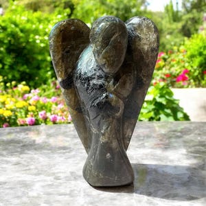 Angelic Labradorite Angel Figurine | Crystal Guardian Angel for Intuition and Transformation