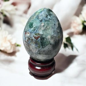 Ocean Jasper Egg | Polished Crystal Egg for Emotional Healing, Joy and Rebirth | Madagascar Crystal | Natural Patterns and Soothing Energy