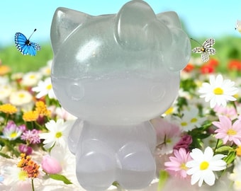 Adorable Pastel Rainbow Fluorite Crystal Kitty| Unique Collectible Decor
