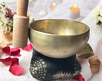 Spiritual 4" Brass Tibetan Singing Bowl | 3 piece Handcrafted Sound Healing & Meditation Tool