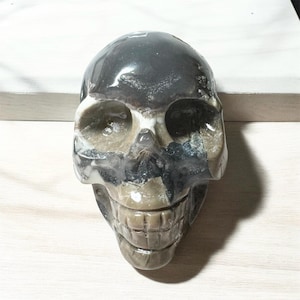 Gorgeous UV Reactive Volcano Agate Skull|Exotic Crystal Skull | Home Decor | Grounding and Transformation
