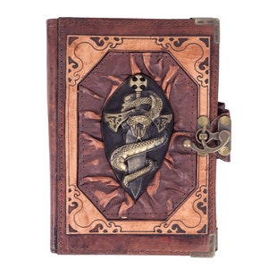 Refillable Leather Snake and Sword Journal