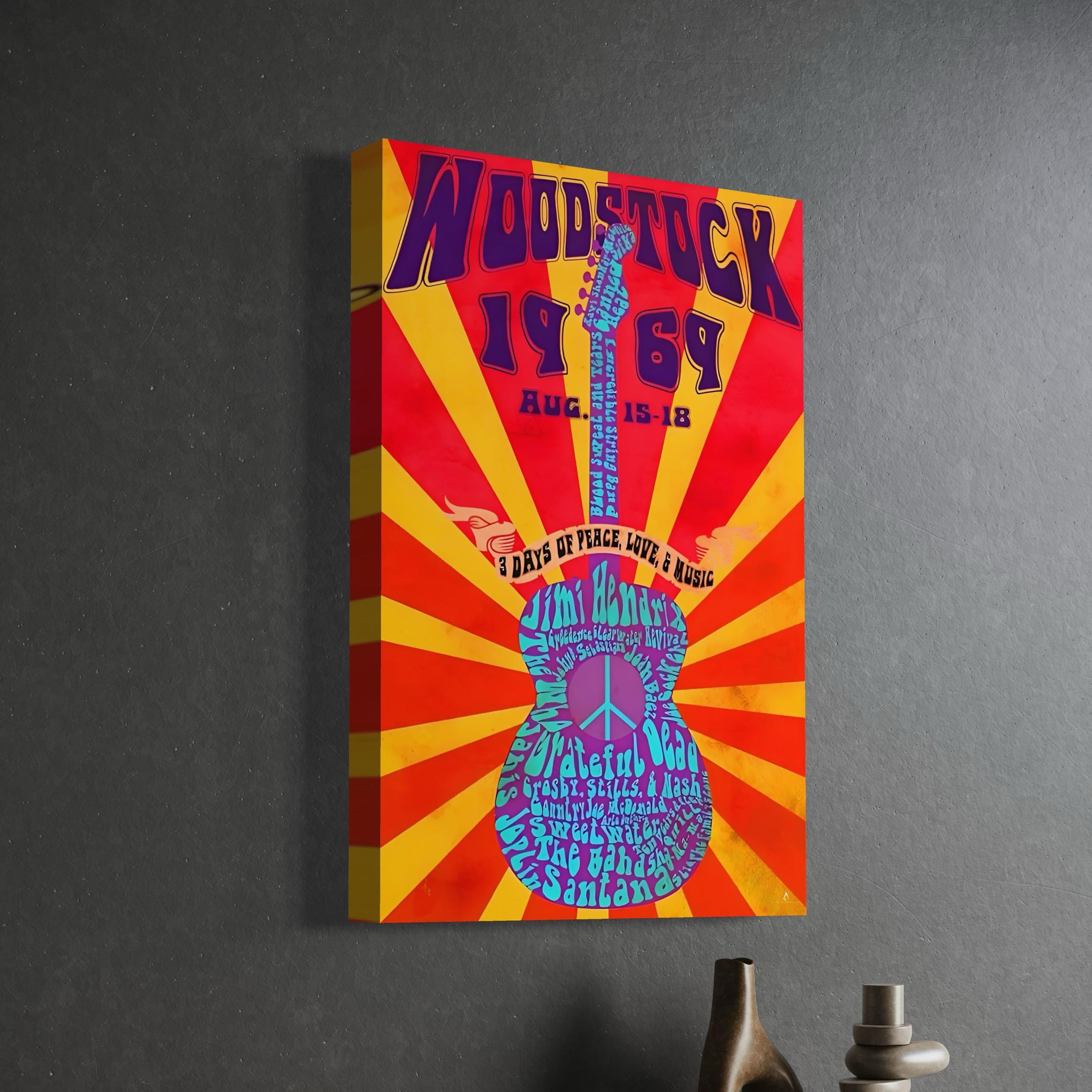 Woodstock Canvas “electric Vibes 1969” | Vintage Woodstock Flyer