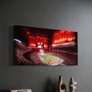 Lienzo de los Ohio State Buckeyes "Buckeye Blaze" Estadio de Ohio / Universidad / Arte mural en lienzo / Arte After Darkness