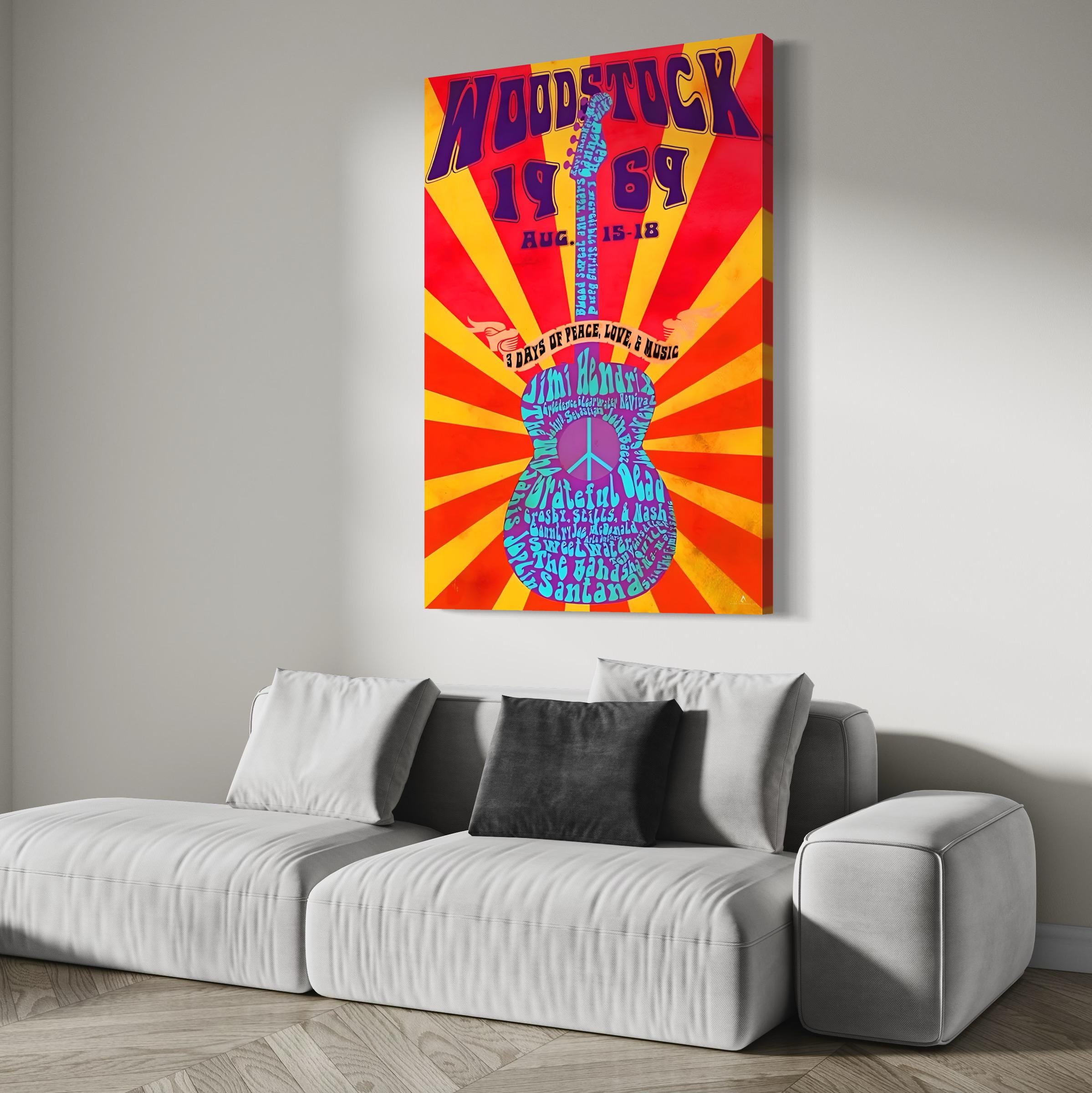 Woodstock Canvas “electric Vibes 1969” | Vintage Woodstock Flyer