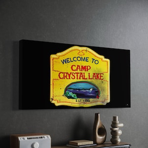 Friday The 13th Canvas &quot;Camp Crystal Lake&quot; Camp Crystal Lake Sign | Jason | Horror | Canvas Wall Art | After Darkness Art