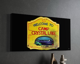 Friday The 13th Canvas "Camp Crystal Lake" Camp Crystal Lake Sign | Jason | Horror | Canvas Wall Art | After Darkness Art