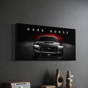 "Mustang Dark Horse Leinwand ""Dark Horse"" | Leinwand Wand Kunst | Motivation