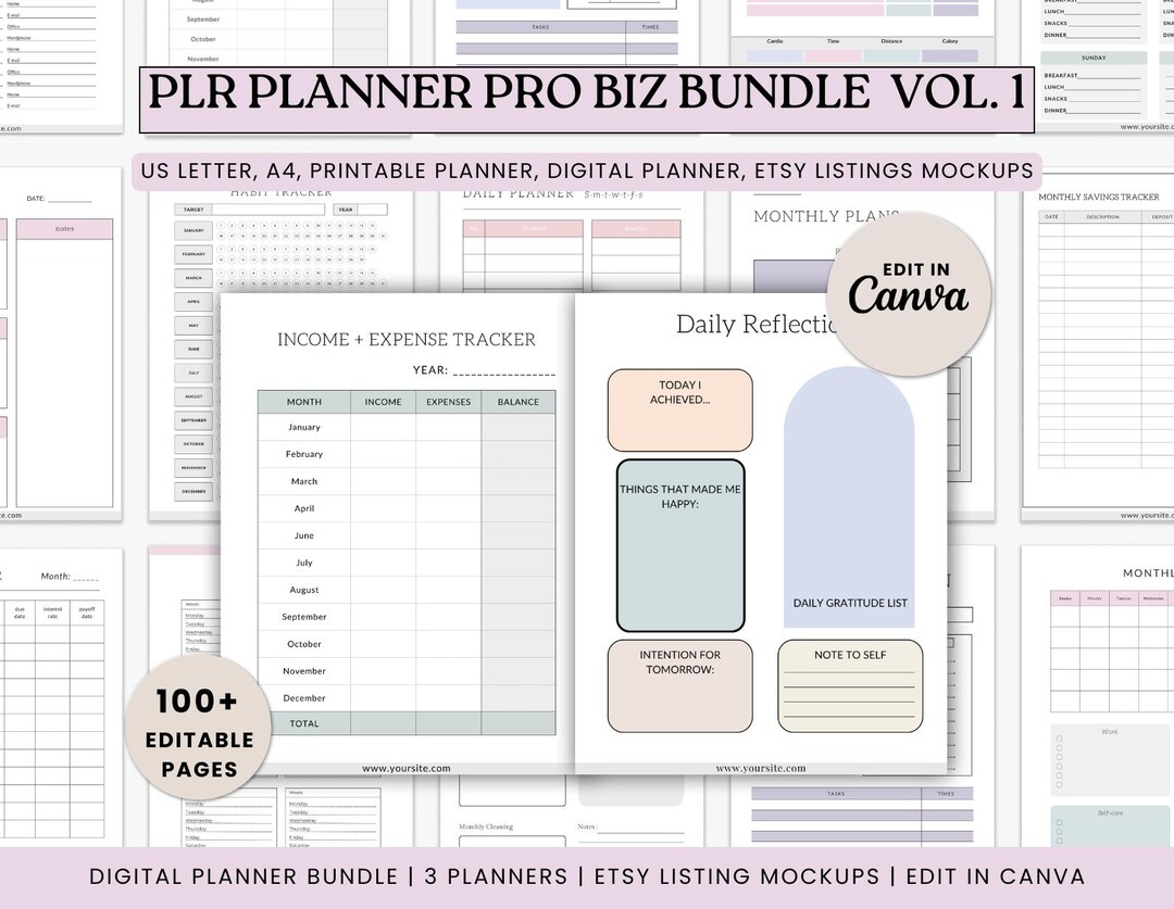 PLR Biz Planner Bundle | Editable Canva Templates, Mockups - Etsy