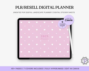 PLR/Resell Landscape Digital Planner | Minimalist Planner | Undated PLR Planner | Done-For-You Planner| 5 Covers | Digital Sticker Sheets