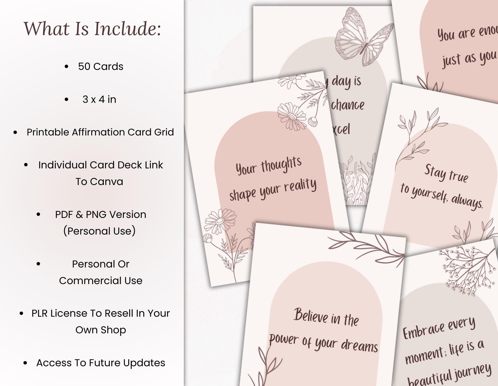 Editable Affirmation Card Deck Canva Template, Self-care & Motivation ...