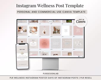 Wellness Instagram Post Template, Health Coach Social Media (PLR License)