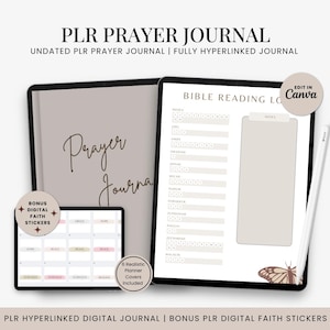 Prayer Journal, PLR Prayer Journal, Faith Planner, Christian Journal For Women, Fully Hyperlinked Prayer Journal, Bible Study, Resell