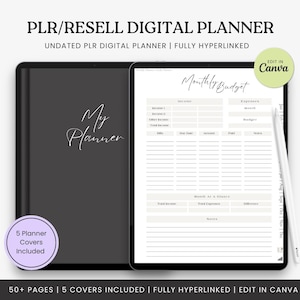 PLR Digitaler Planer | Canva Planer Vorlage | Undatierter Hyperlink Digitaler Planer | Kommerzielle Nutzung Wiederverkauf Planer | Bearbeitbar in Canva