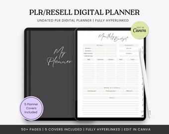 PLR Digital Planner | Canva Template, Hyperlinked Undated Planner