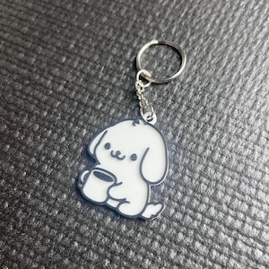 Coffee Dog Keychain, Cute Dog Keychain, Puppy Dog, Dog Mom, Dog Keychain, White Dog, Cute Puppy, Coffee Keychain, Dog Accessory, Dog Gift