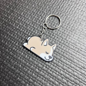 Sleepy Dog Keychain, Cute Dog Keychain, Puppy Dog, Dog Mom, Dog Keychain, White Dog, Cute Puppy, Coffee Keychain, Dog Accessory, Dog Gift
