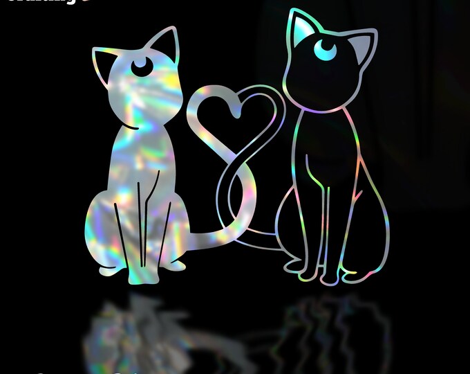 CCI096 Kitty Cat Heart Tails Decal - 5.5X 3.5 In Cambodia