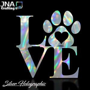 Love for Dog Paw , German Shepherd, Car Truck, Windshield, Laptop, Vinyl, Holographic, Decal, Accessories, Gifts, Personalized
