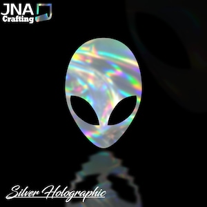 Alien Head Decal Car, Truck, Windshield, Laptop, Vinyl, Holographic, Decal, Accessories, Gifts, Personalized