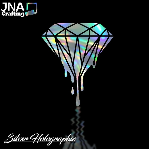 Calcomanía de diamantes goteando para autos, camionetas, computadoras portátiles, vinilo, holográfico, accesorios, personalizado, gema, joya