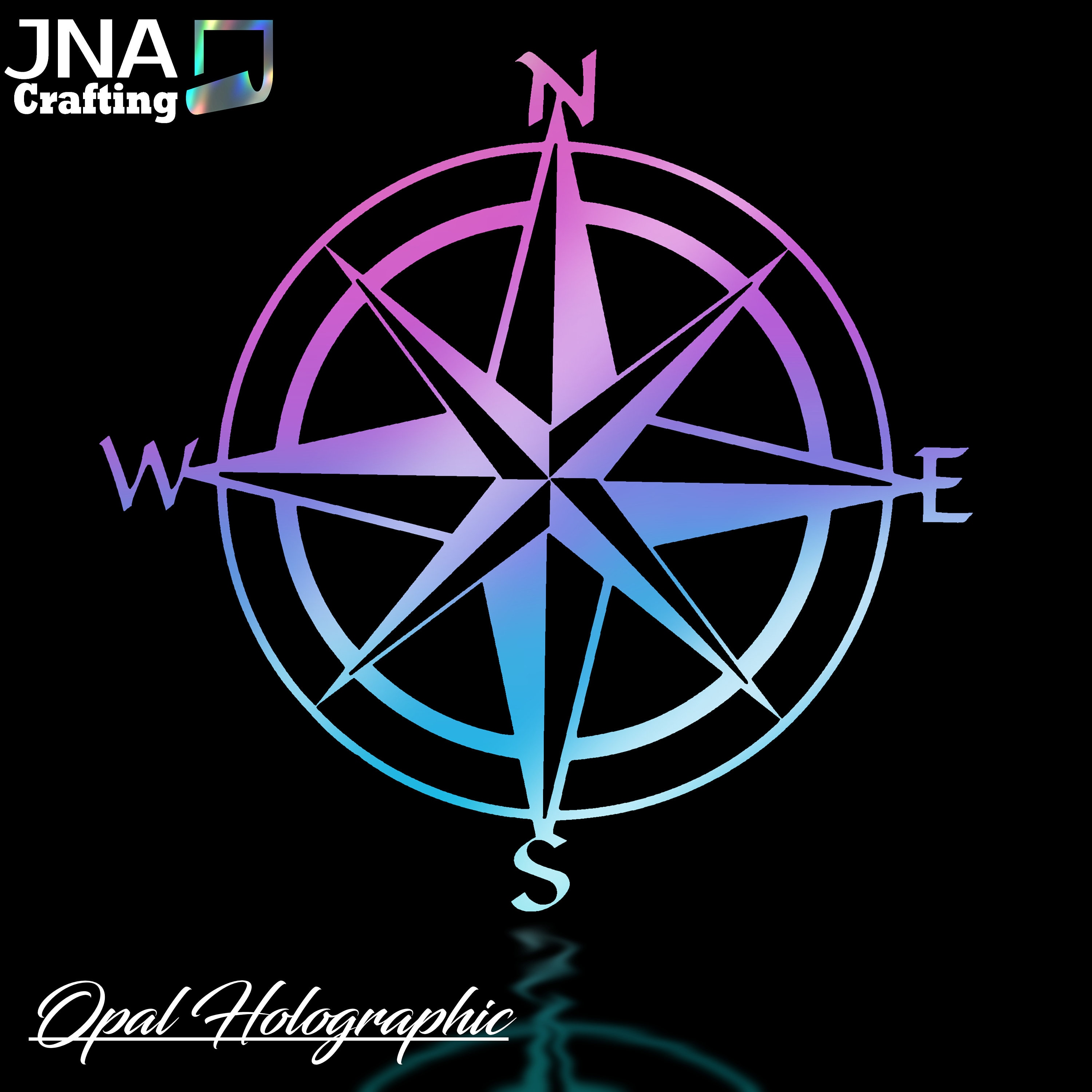 North Compass Sticker Compass Decal Car, Truck, Windshield, Laptop, Vinyl, Holographic, Decal ...