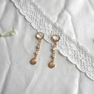 Gold Plated Star & Moon Dangle Earrings - Anime Inspired