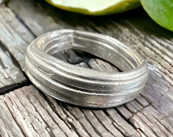 Organic Mitsuro Hikime - Sterling Silver (925) Ring - Size 8