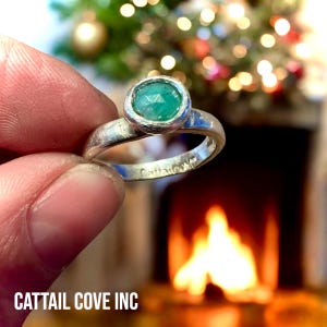 artisan handmade Brazilian emerald ring sterling silver emerald silver ring natural emerald silver ring green ring gemstone ring silver gift