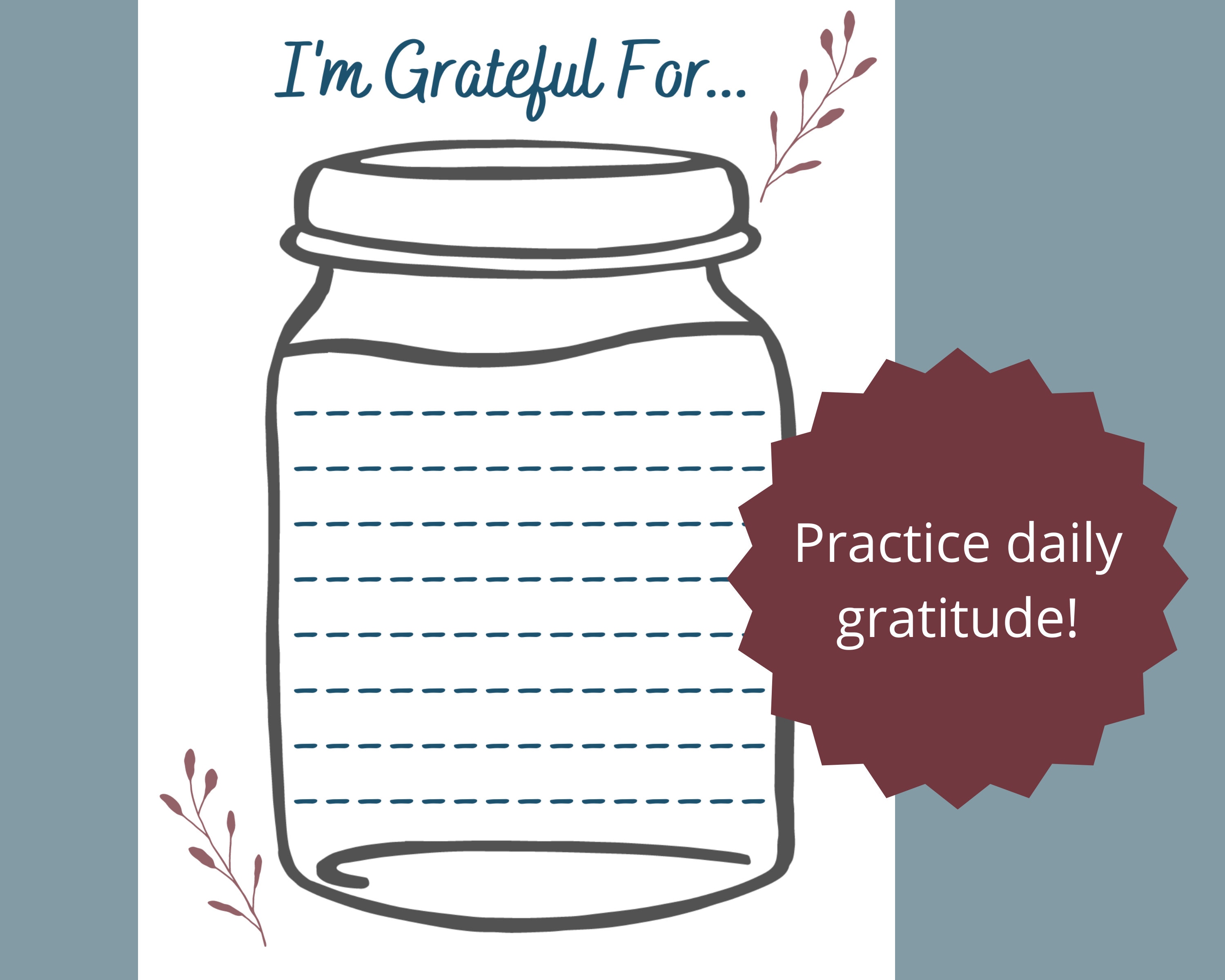 Digital Download Gratefulness Jar • Personal Gratitude List Printable ...