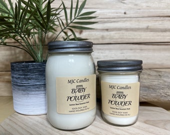 Baby Powder Scented Soy Wax Candle-Handmade Candle-Mason Jar Candle-Summer Candle