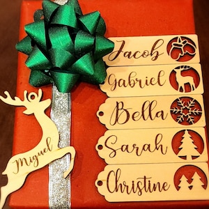 Stocking Tags, Custom Stocking Tags, Wooden Stocking Tags, Laser Engraved Name Tags, Wooden Gift Tags, Gift Name Tags, Christmas Gift Tags