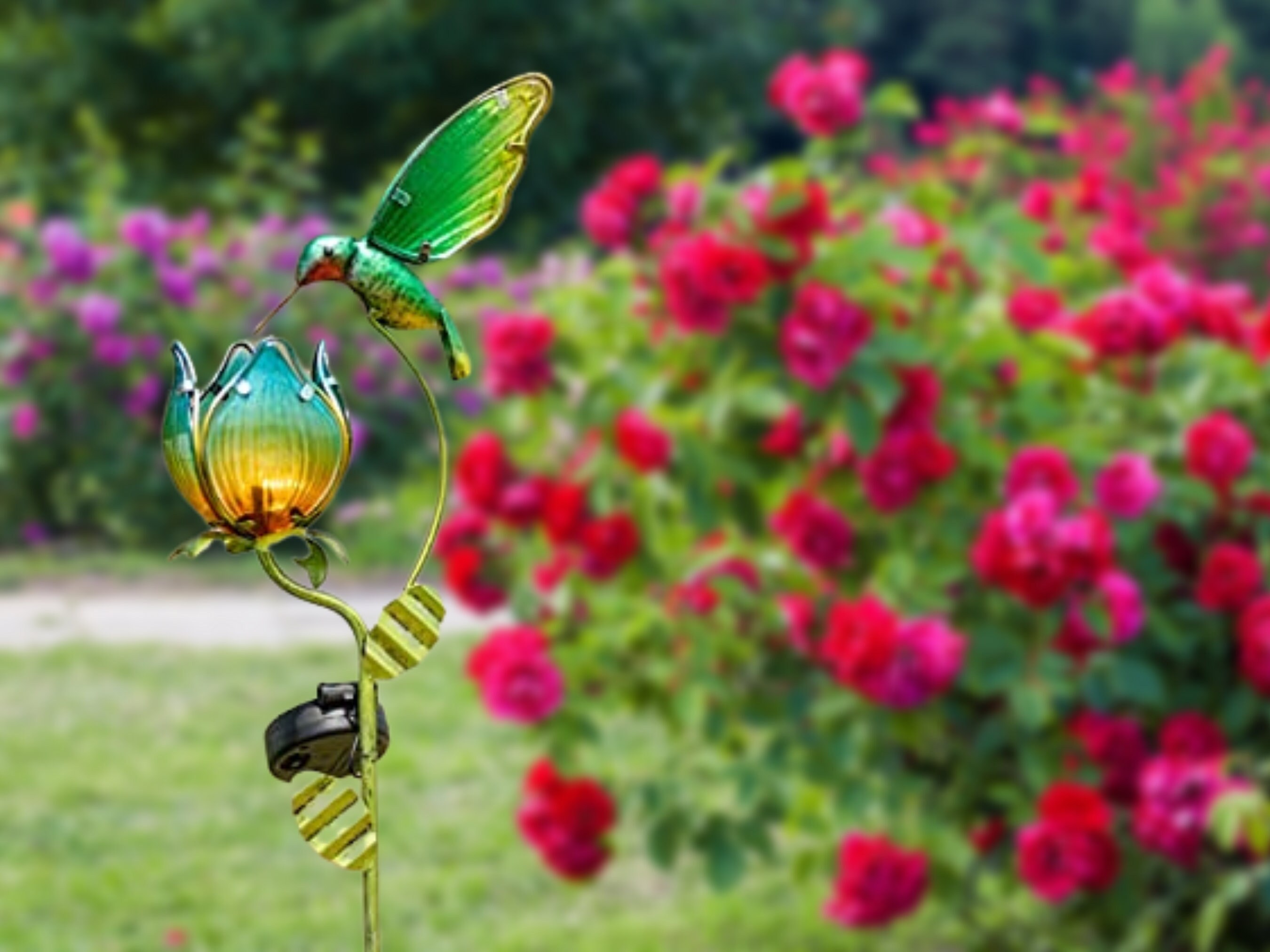 Vintage Solar Bird Garden Stakes Pathway Light Yard Etsy