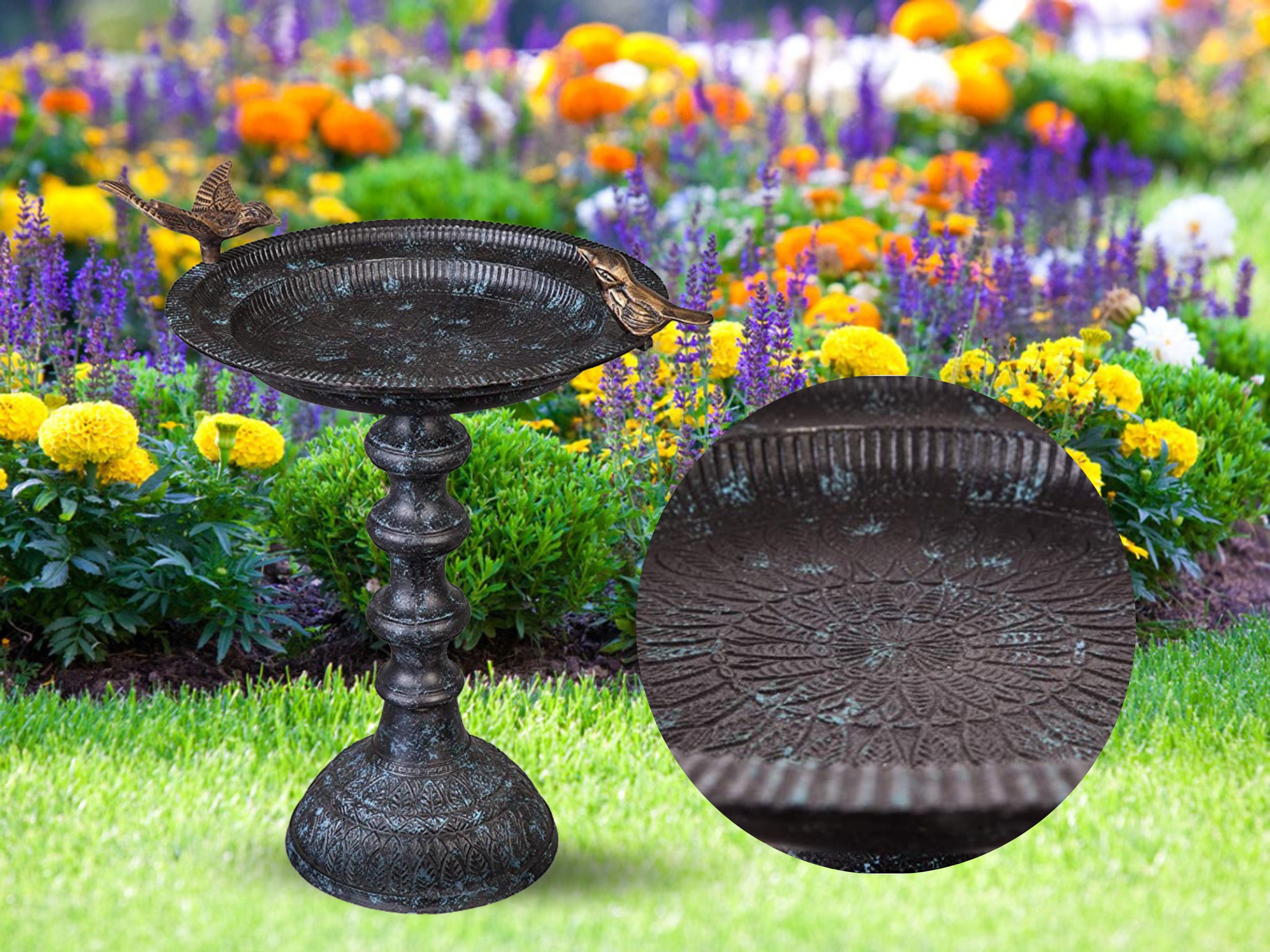 Rustic Metal Bird Bath Sculpture Design Outdoor Decoration Etsy