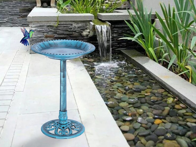 Rustic Metal Bird Bath Sculpture Design With Fountain Outdoor Etsy