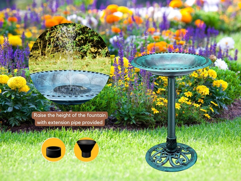 Rustic Metal Bird Bath Sculpture Design With Fountain Outdoor Etsy