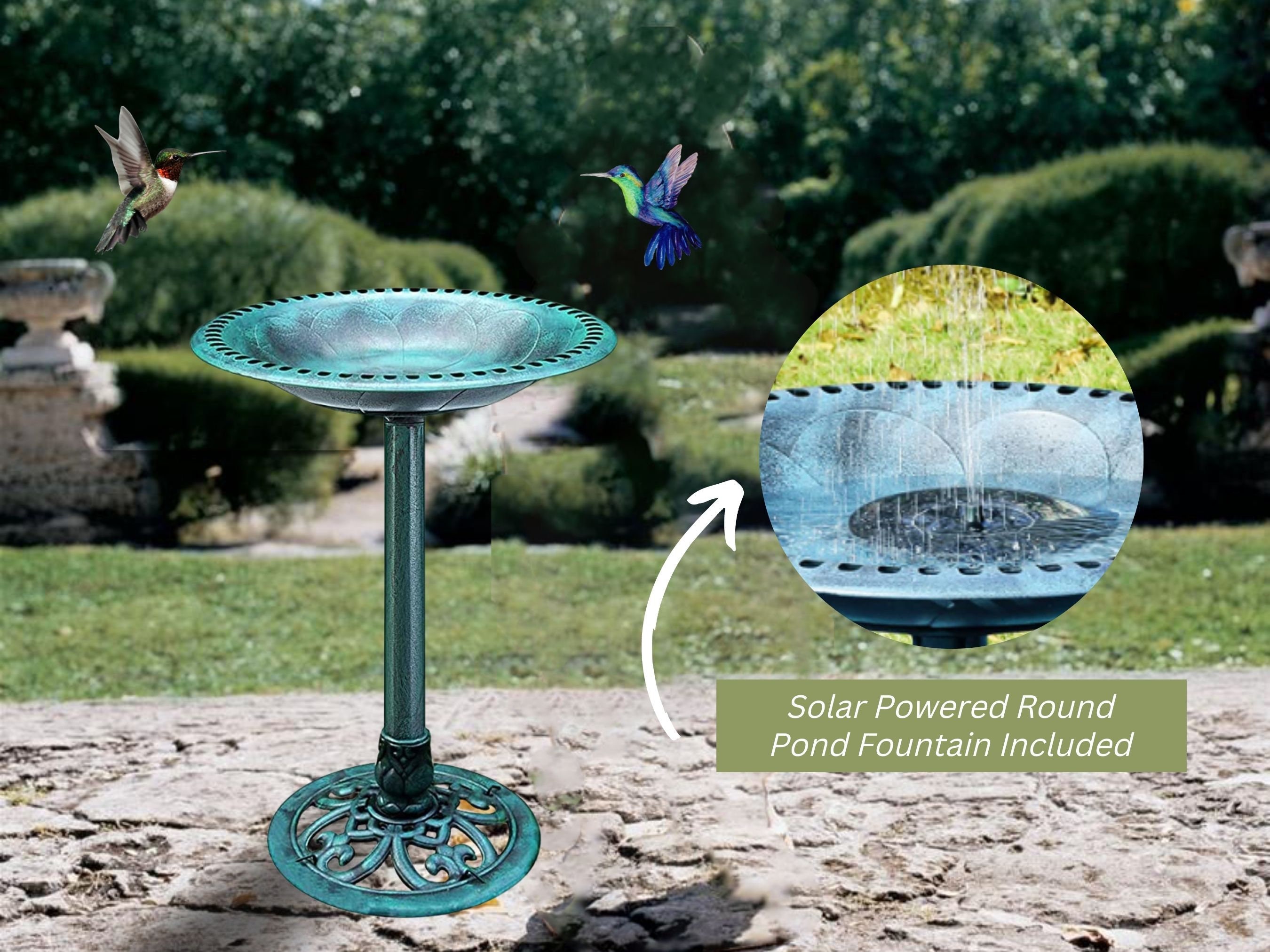 Rustic Metal Bird Bath Sculpture Design With Fountain Outdoor Etsy
