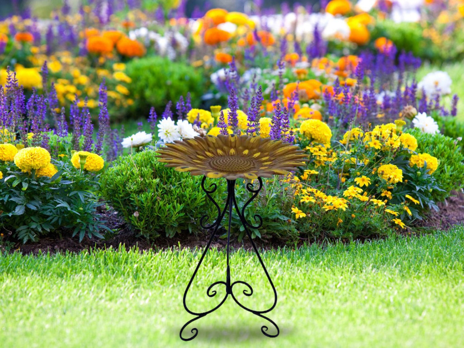 Vintage Sunflower Bird Bath and Wildlife Feeder Sculpture Etsy