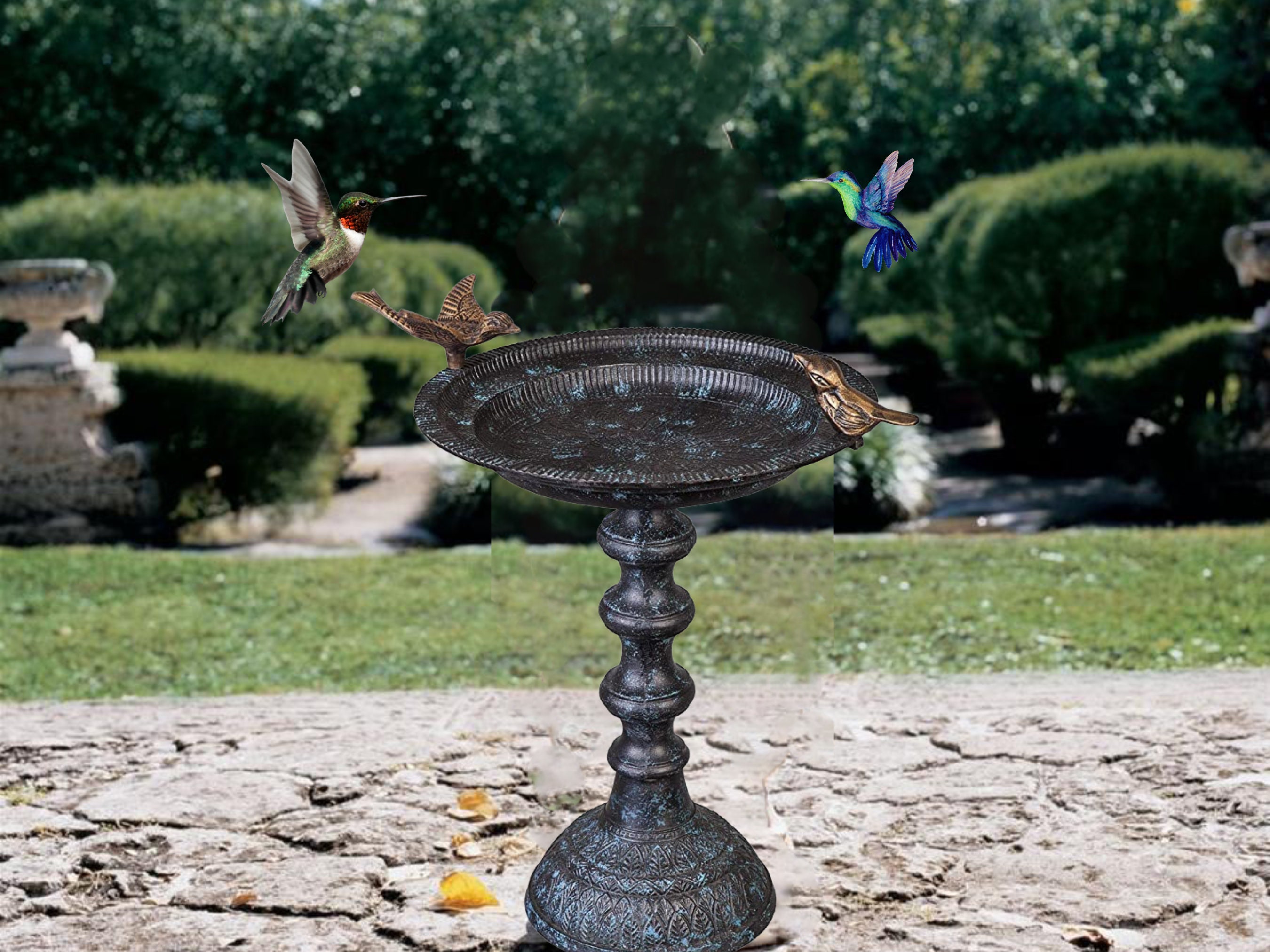 Rustic Metal Bird Bath Sculpture Design Outdoor Decoration Etsy