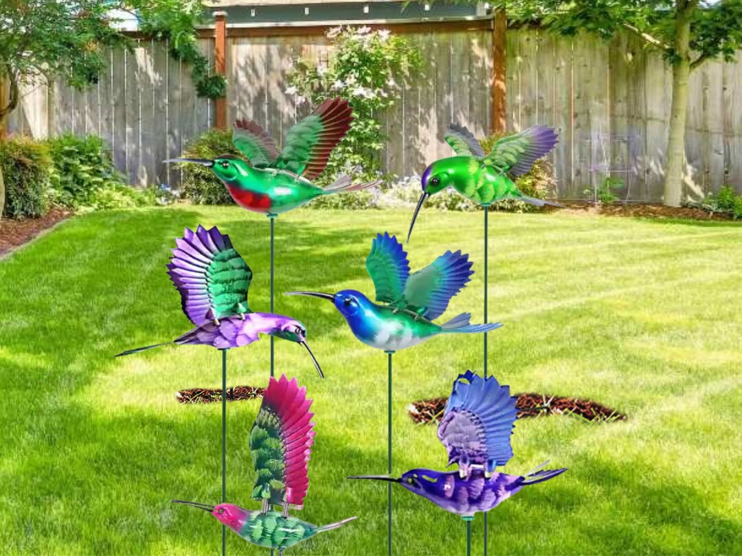 6pcs Colorful Birds Garden Stake Garden Stakes Resin Art Etsy