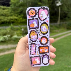 Spooky Halloween portrait laminated bookmark, Halloween lovers gift, bookish ghost bookmark, ghostly aesthetic bookmark, spooky bookmark