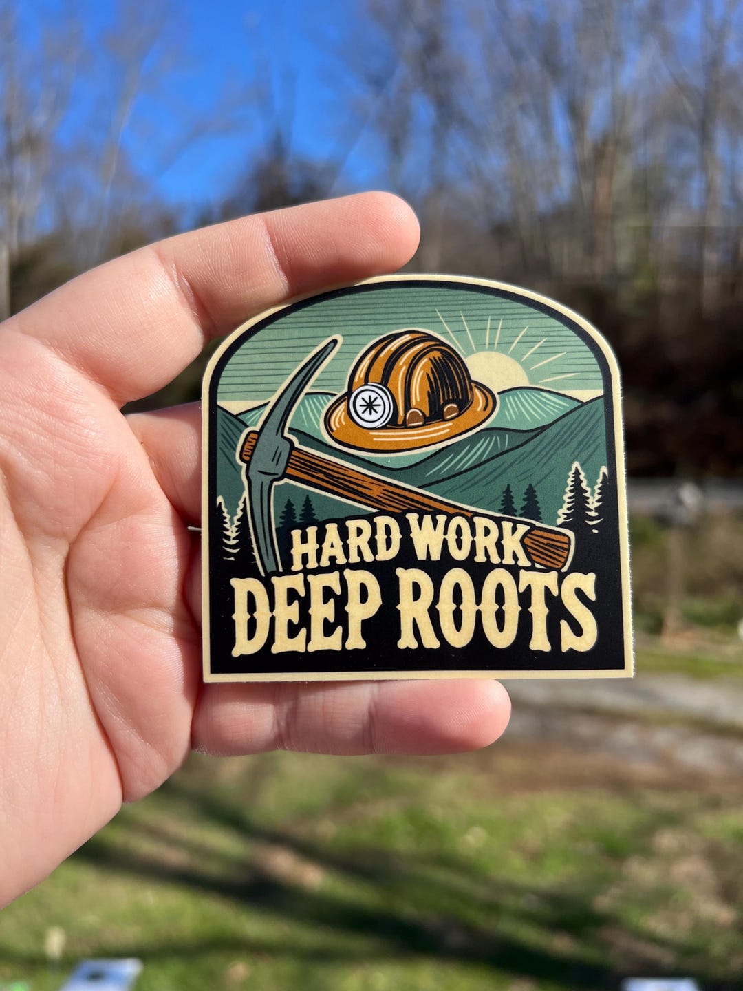 Hard Work Deep Roots Coal Miners Sticker, Gift for Friends, Blue Collar ...