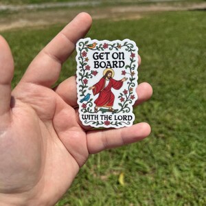 Get on board with the Lord sticker, funny christian gift, Christian Bible verse sticker, religious gift for frien, bible journaling sticker 画像 2