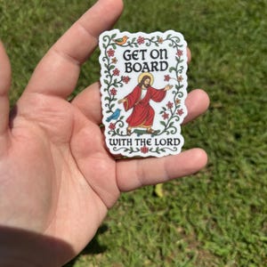 Get on board with the Lord sticker, funny christian gift, Christian Bible verse sticker, religious gift for frien, bible journaling sticker 画像 4