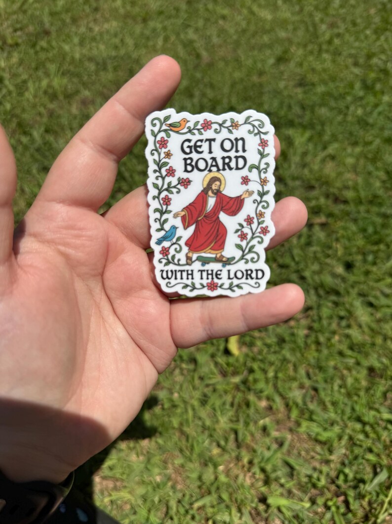 Get on board with the Lord sticker, funny christian gift, Christian Bible verse sticker, religious gift for frien, bible journaling sticker 画像 4