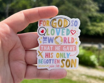 For God So loved the world bible verse sticker, Christian gift for women, Christian bible verse sticker, bible journaling sticker, religious